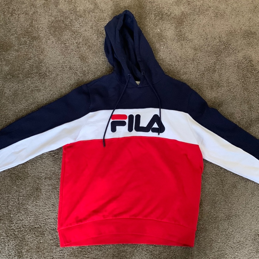 Large fila tricolor hoodie